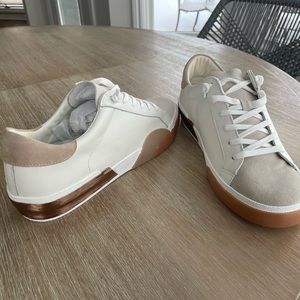Dolce Vita white/tan leather sneakers. New, never worn and in original box.